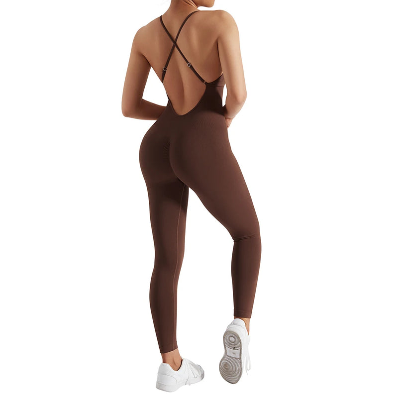 Macacão Bodycon Fitness Feminino Sem Mangas