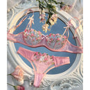 Conjunto de Lingerie Bordada com Flores