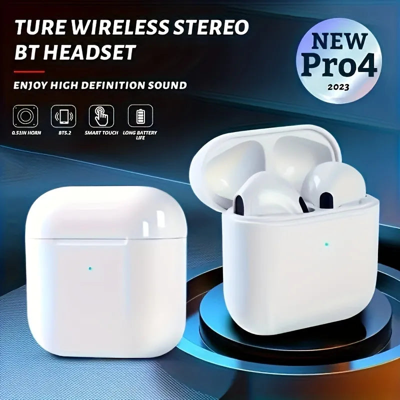 Pro 4 TWS - Fone de Ouvido Bluetooth 5.3 à Prova d'Água com Microfone.