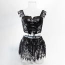 Essenza Noir Bandage 🖤 — PU fosco + renda (3 peças) ✨ 50% OFF + FRETE GRÁTIS!