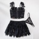 Essenza Noir Bandage 🖤 — PU fosco + renda (3 peças) ✨ 50% OFF + FRETE GRÁTIS!