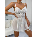 Essenza Babydoll Laço de Seda — renda bordada com mini saia & tanga ✨ 50% de DESCONTO + FRETE GRÁTIS!