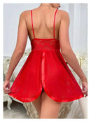 Essenza Babydoll Laço Rubi — renda contrastante e laço central ✨ 50% de DESCONTO + FRETE GRÁTIS!