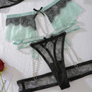 Luxo Secreto Premier — Conjunto de Renda com Strappy e Correntes