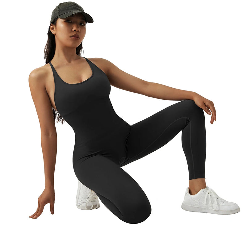 Macacão Bodycon Fitness Feminino Sem Mangas