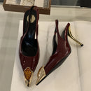 Essenza Scarpin Sling — Ponteira Dourada & Salto Fino ✨ 50% de DESCONTO + FRETE GRÁTIS!