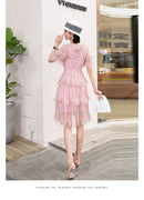 Essenza Vestido Renda Princesa Rosé — romântico & elegante ✨ 50% de DESCONTO + FRETE GRÁTIS!