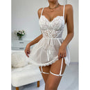 Essenza Babydoll Laço de Seda — renda bordada com mini saia & tanga ✨ 50% de DESCONTO + FRETE GRÁTIS!