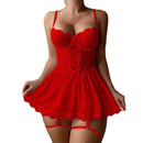 Essenza Babydoll Laço de Seda — renda bordada com mini saia & tanga ✨ 50% de DESCONTO + FRETE GRÁTIS!