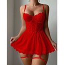 Essenza Babydoll Laço de Seda — renda bordada com mini saia & tanga ✨ 50% de DESCONTO + FRETE GRÁTIS!